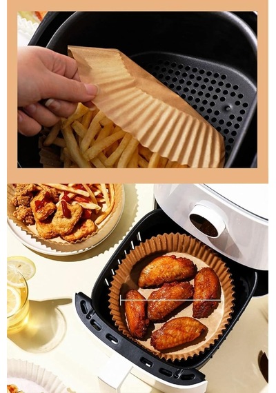 50 Adet Air Fryer Pişirme Kağıdı Tek Kullanımlık Yağ Geçirmez Yapışmaz Yuvarlak Tabak Model