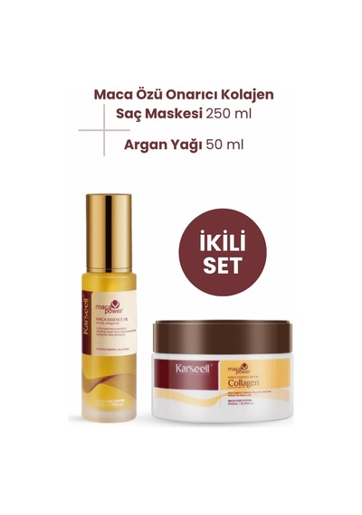 Set Maca Özü Onarıcı Repair Kolajen Saç Maskesi 250 Ml + Argan Yağı 50 Ml Karsel - 754553121