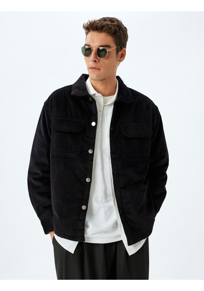 Koton Slim Fit Ceket Fitilli Kadife Gömlek Yaka Kapaklı Cep Detaylı Pamuklu Siyah 5wam20118hw Siyah Koton Slim Fit Ceket Fitilli Kadife Gömlek Yaka Kapaklı Cep Detaylı Pamuklu Siyah 5wam20118hw Siyah