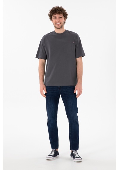 U.S. Polo Assn. Erkek Comfort Fit Bisiklet Yaka Antrasit Tişört 50305990-VR006