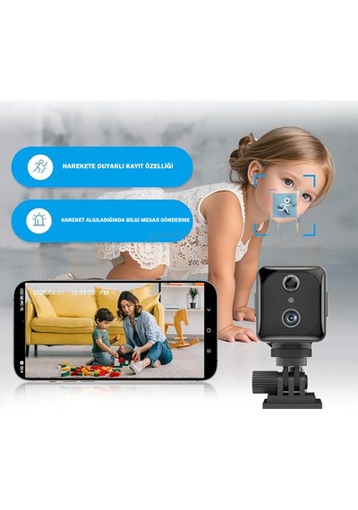 4k Mini Kamera Wifi Kablosuz Taşınabilir Pır Hareket Algılama Güvenlik Kamerası