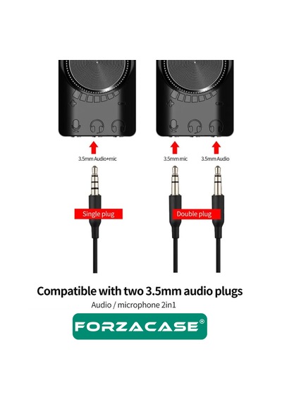 Forzacase Usb Dsp Harici Ses Kartı 7.1 Kanal 3.5mm Kulaklık Mikrofon Çevirici, Pubg Lol Efekt Fc1225
