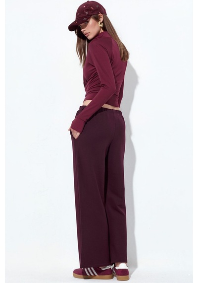 Hiccup Busem Kadın Flare Paça Jarse Jogger Pantolon Bordo - Kırmızı