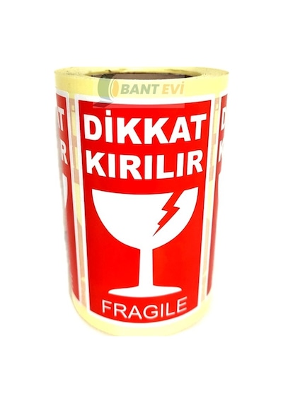 Dikkat Kırılır Fragile Etiket 10Cm X 5Cm 1 Rulo 250 Adet
