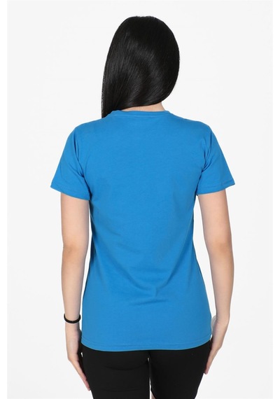 Gül Desenli Bisiklet Yaka Normal Kalıp Tshirt İndigo-indigo İndigo Gül Desenli Bisiklet Yaka Normal Kalıp Tshirt İndigo-indigo İndigo