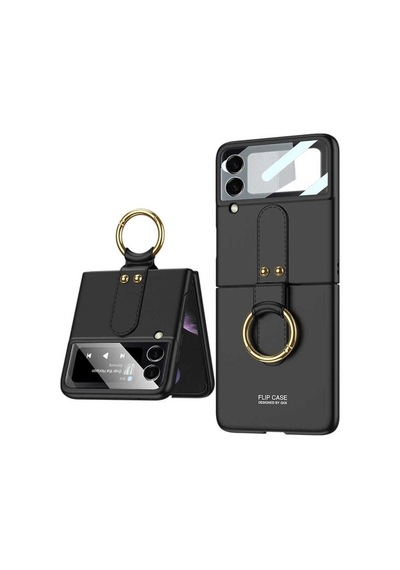 Galaxy Z Flip 3 Kılıf Zore Flip Ring Kıpta Kapak Siyah