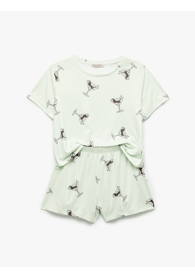 Koton Köpek Baskılı Kısa Kollu Bisiklet Yaka Şortlu Pijama Takımı Yeşil Desenli 5slk40138mk Yeşil Desenli Koton Köpek Baskılı Kısa Kollu Bisiklet Yaka Şortlu Pijama Takımı Yeşil Desenli 5slk40138mk Yeşil Desenli