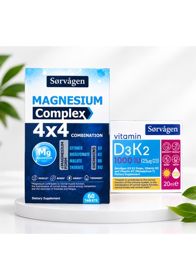 Sorvagen 4x4 Magnezyum Complex 60 Tb. Sorvagen D3k2 1000 Iu Damla 20ml