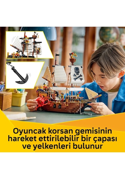 LEGO® Creator 3’ü 1 Arada İkonik Korsan Gemisi 31387 - 9+ Yaş için Kale veya İki Gemi Olabilen Oyuncak Yapım Seti (1074 Parça)