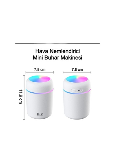 Wearfitpro Mini Hava Nemlendirici - H2o Humidifier Oda Nemlendirici - İki Pamuklu - Renkli Aydınlatmalı