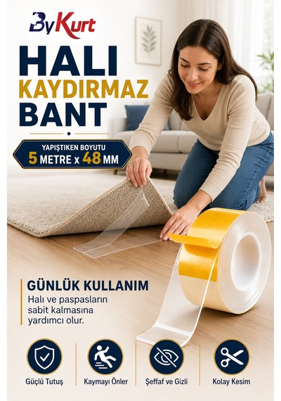Çift Taraflı Güçlü Yapışkan Halı Ve Yolluk Sabitleyici Bant
