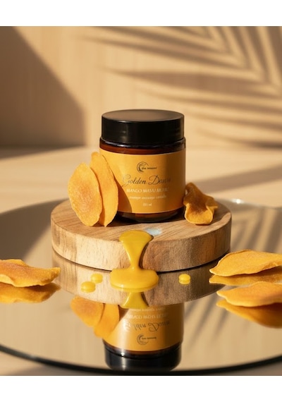 Mango Kokulu Masaj Mumu 100 Ml Doğal Bitkisel Yağlı, Nemlendirici Etkili Mum Aromaterapi Beyaz - Sarı