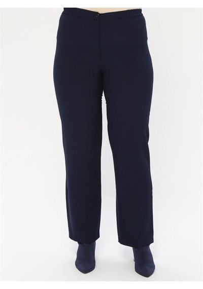 Ladies First Ladıes Fırst Büyük Beden 3390 Lacivert Pantolon Krep Bol Paça