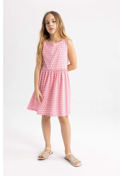 Defacto Kız Çocuk Desenli Kolsuz Elbise B4338a824smpn83 Pembe