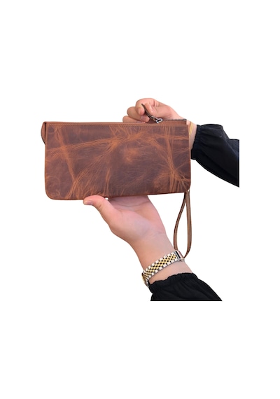 Mft Leather Hakiki Deri Unisex El Çantası Viento 2225 Crazy Taba