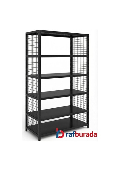 6 Katlı Renkli Tel Kafesli Dekoratif Çelik Raf - Çiçeklik Rafı, Ofis Rafı 0,70 Mm Mavi-31x75 Cm-250 Cm