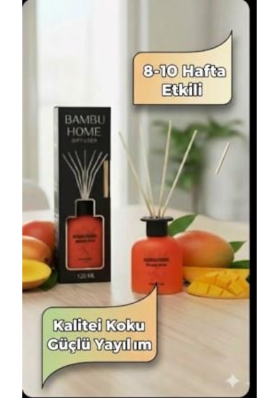 Enas Kozmetik Oda Ofis Ortam Kokusu Mango Reed Dıffuser 120 Ml Mango