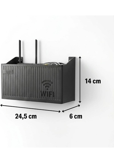 Duvar Tipi Wi-fi Modem Saklama Kutusu Siyah Kablo Düzenleyici Router Raf Organizer 5399