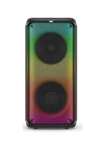 1908 Çift 8'' Bluetooth Karaoke Hoparlör -çift Kablosuz Mikrofonlu Kumandali Full Rgb İşikli Speaker Usb/aux/tf