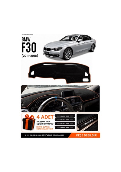 Bmw F30 2010-2018 Uyumlu Torpido Koruma, Torpido Örtüsü, Torpido Kılıfı - Siyah-kahverengi - Bm005