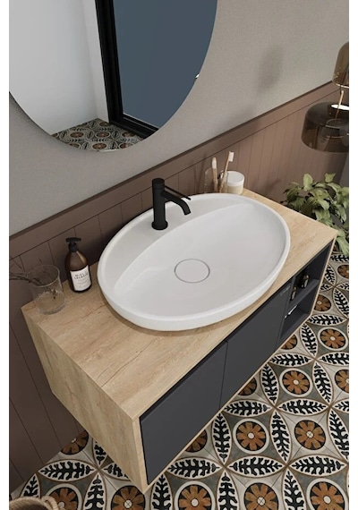 Gül 90 Cm %100 Mdf Lavabolu Banyo Dolabı Ayna Alt Dolap Lavabo Antrasit Gül 90 Cm %100 Mdf Lavabolu Banyo Dolabı Ayna Alt Dolap Lavabo Antrasit