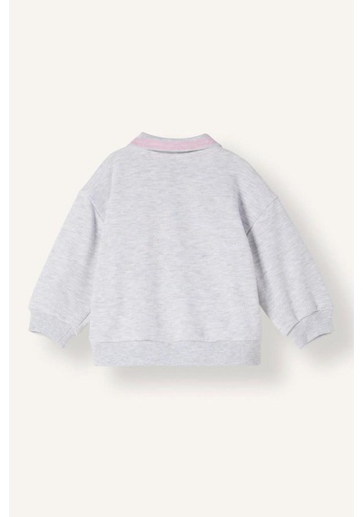 Defacto Gömlek Yaka Fermuarlı Basic Sweatshirt Hırka Kız Çocuk I0629a526augr421 Gri-gr421
