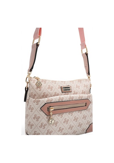 Silver & Polo Silver Polo Pembe - Pudra Monogram Kadın Çapraz Çanta Sp1110
