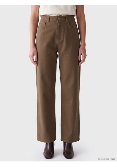 Lcw Modest Haki Wideleg Kadın Jean Pantolon
