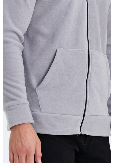 Slazenger Sansa 2 Li Set Erkek Fermuarlı Dik Yaka Cepli Gri - Koyu Gri Polar Gri - Koyu Gri