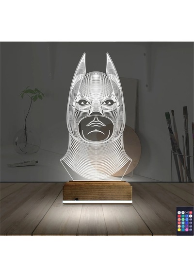 Luvivia Batman Çizgi Karakter 3d Lamba - Masa Gece Lambası V2 Şeffaf