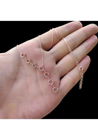 Modahilye 925 Ayar Gümüş Sıralı Ayyıldız Rozegold Renk Kolye Rose Gold