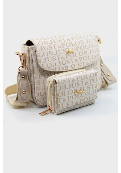 Just Polo Kadın Orijinal Just Polo Ayarlanabilir Askılı Şık El & Omuz Çantası Ve Cüzdanı Kombin Shopper Krem