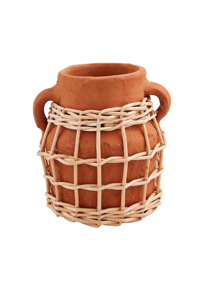 Mud Pie Küçük Terracotta Rattan Vazo 5 1/2 "x 4 3/4" Çap