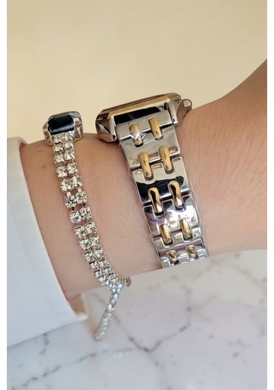 Bileklik Hediyeli Altın/metalik Yeşil Kadran Kadın Kol Saati 29 Mm Dikdörtgen Kasa 2 Yıl Garantili Rose Gold - Gümüş