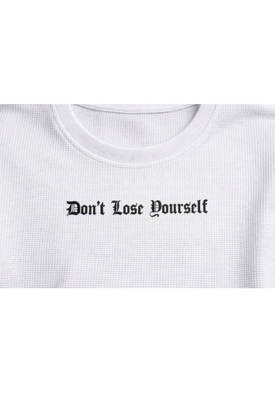 Barlashive Erkek Wafıl Kumaş Tişört Regular Kalıp Bisiklet Yaka Baskılı T-shirt - Beyaz Çok Renkli