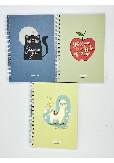 Post-book A6 Karton Kapak Spiralli Not Defter, 7 Farklı Desen 1 Adet Karışık