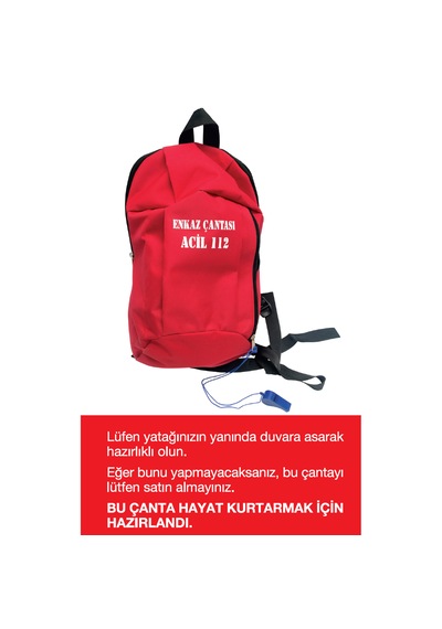 Deprem & Afet & Enkaz Çantası Hayatta Kalma Afet Çantası Acil Dur Kırmızı