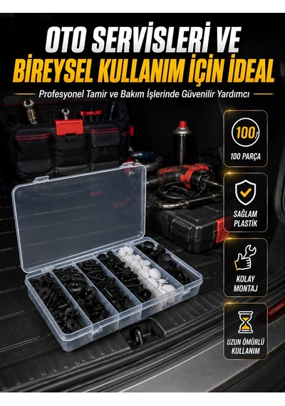 Zenvia Araç Kapı Döşemesi Ve Tampon Klipsi Seti Universal Plastik Sabitleme Klipsi 100 Parça Znv2026