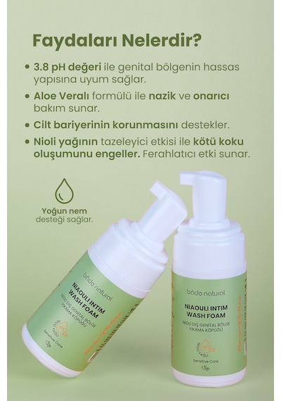 Nioli Yağlı Dış Genital Bölge Yıkama Köpüğü Ph 3.8 %100 Doğal 125