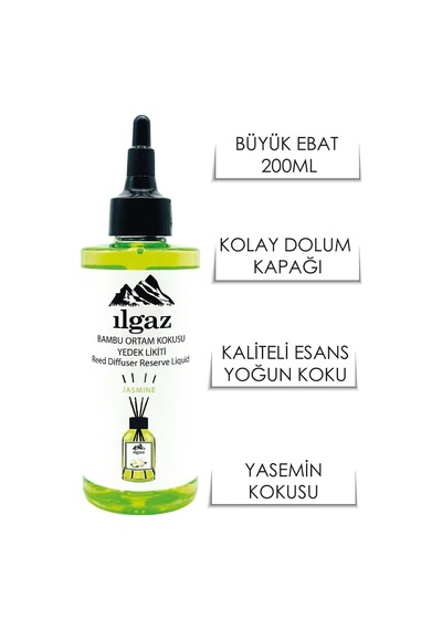 Ilgaz Yasemin Çiçeği Oda Kokusu Yedek Likit Şişe 200 Ml Kalıcı Ve Ferahlatıcı Yasemin Kokusu