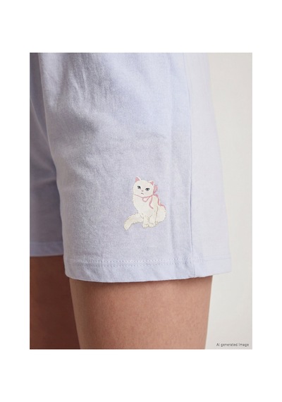 Lcw Dream Ekru Beli Lastikli Baskılı Kadın Şort Pijama Altı 2'li