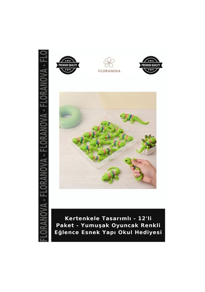 Kertenkele Tasarımlı - 12'li Paket - Yumuşak Oyuncak Renkli Eğlence Esnek Yapı Okul Hediyesi