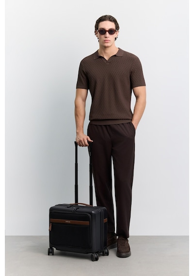 Avva Erkek Kahverengi Polo Yaka Düğmesiz Rayon Karışımlı Regular Fit Triko T-shirt A62y5060