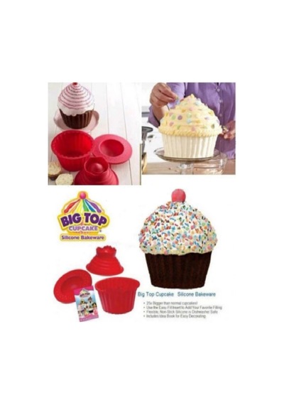 3pcs Dev Büyük Silikon Kek Kek Kalıbı Üst Cupcake Fırın Seti Pişirme Kalıbı Renk: Kırmızı Çok Renkli