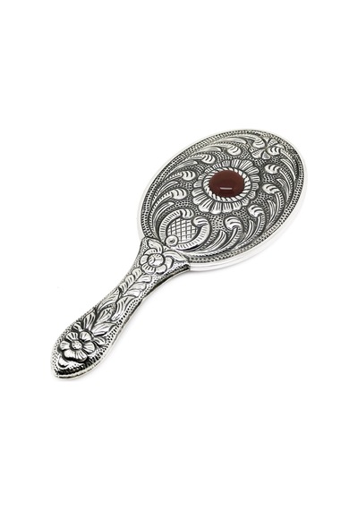 Altın Sepeti GA067 Bordo Taşlı Gümüş Atiye Aynası