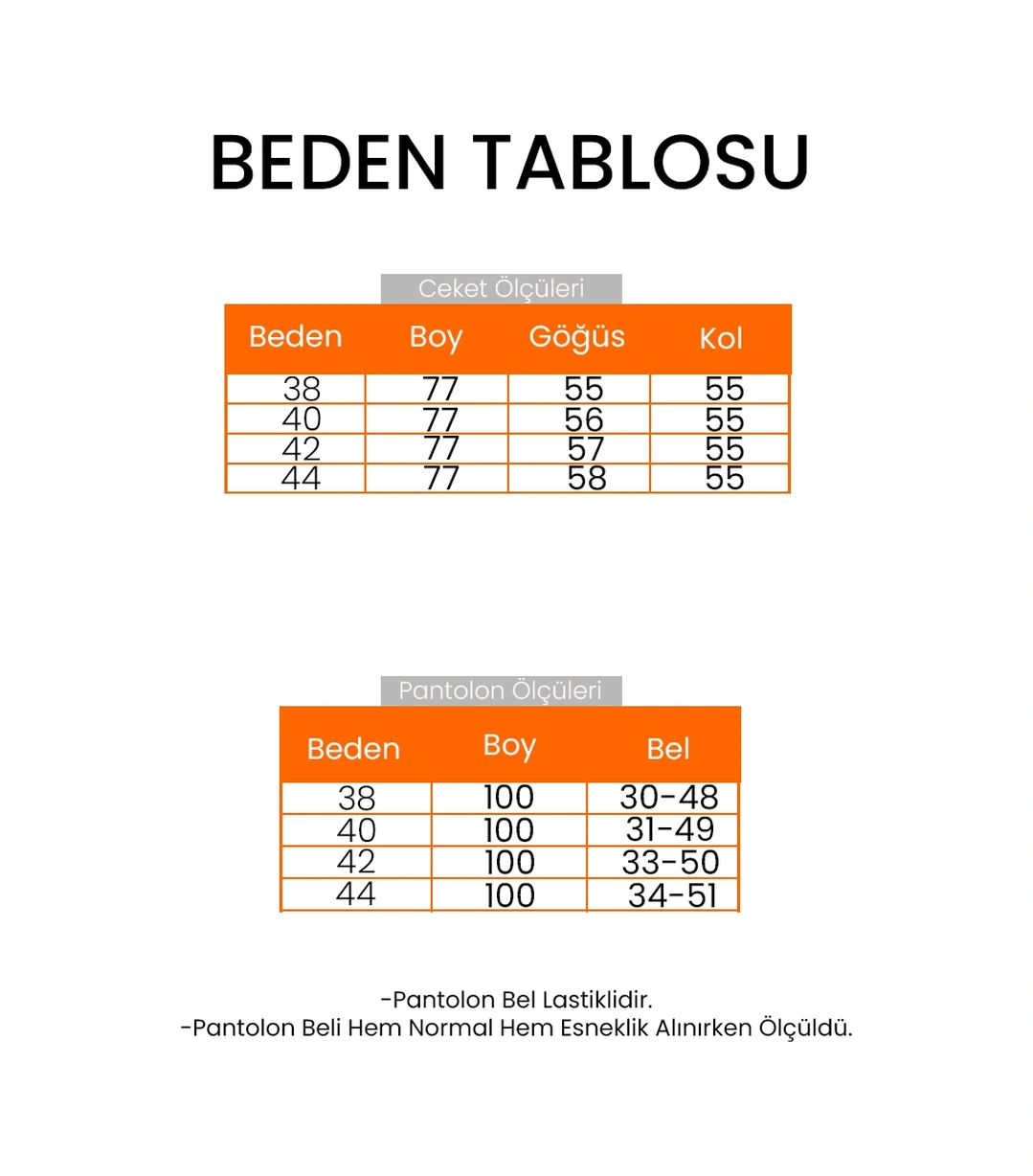 Bestenur Ceket Pantolon Kot İkili Takım 1637 - Mavi Mavi