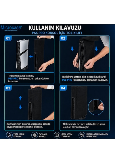 Microcase Ps5 Pro İçin Su Toz Kir Çizik Koruma Kılıfı Al5642 Siyah
