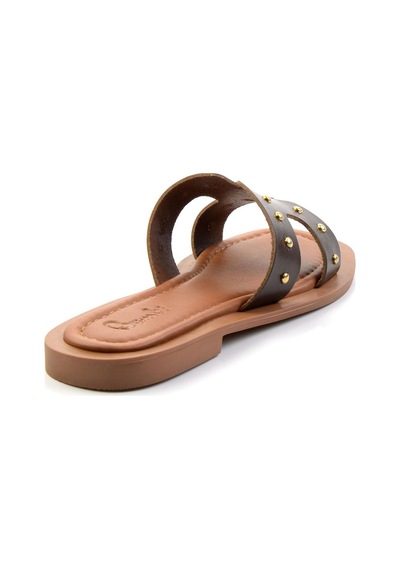 Bambi Kahve Leather Kadın Terlik K04826053603 Kahve