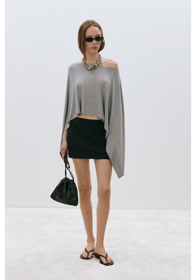 Suud Collection Gri Rae Penye Pelerin