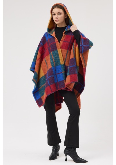 Buly Cozy Soul Kapüşonlu Panço Çok Renkli
